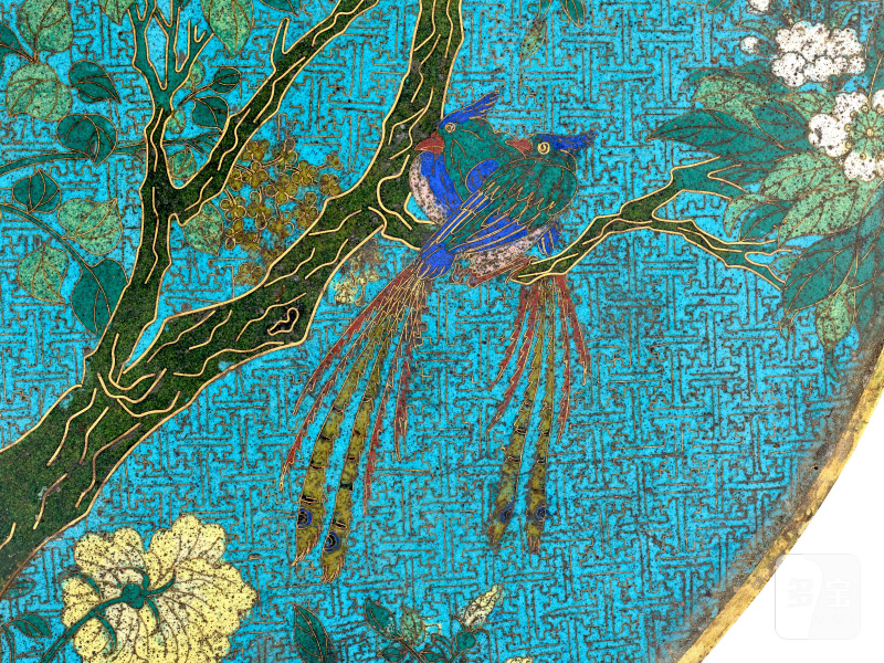 清乾隆至嘉慶 掐絲琺琅花間綬帶圖大圓屏  CHINA, QING DYNASTY, QIANLONG-JIAQING PERIOD (1736-1820) - 图2